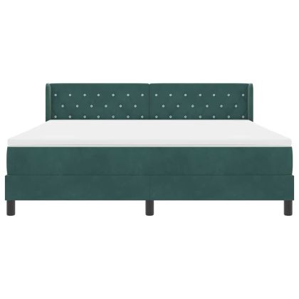 Легло с пружинирана основа Тъмен зелен 200 x 180 cm Полиестер