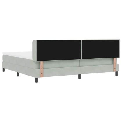 Легло с пружинирана основа Светлосиво 200 x 200 cm Полиестер