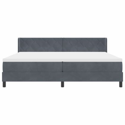 Легло с пружинирана основа Тъмен сив 200 x 200 cm Полиестер
