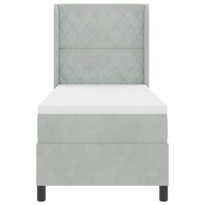 Легло с пружинирана основа Светлосиво 80 x 200 cm Кадифе