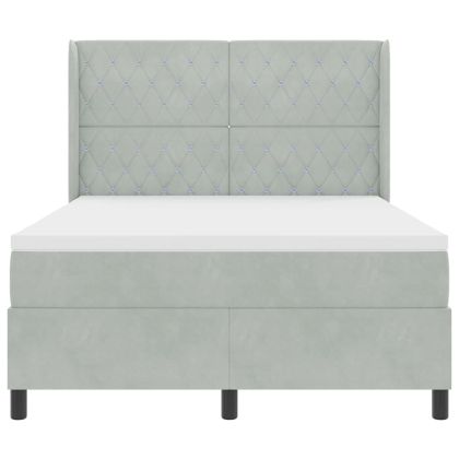 Легло с пружинирана основа Светлосиво 140 x 200 cm Кадифе