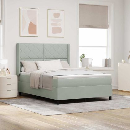 Легло с пружинирана основа Светлосиво 140 x 200 cm Кадифе