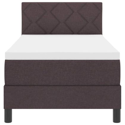 Легло с пружинирана основа Тъмен кафяв 80 x 200 cm текстил