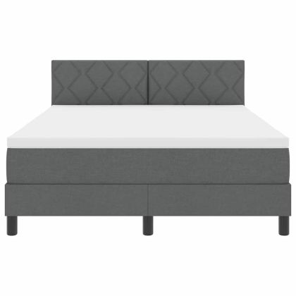 Легло с пружинирана основа с LED Тъмносив 140 x 200 cm текстил