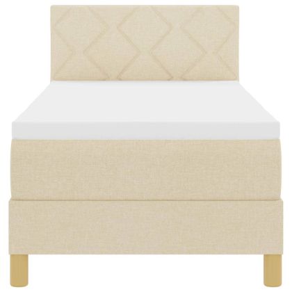 LED кутия за пружини с легло с матрак Крем 80 x 200 cm текстил