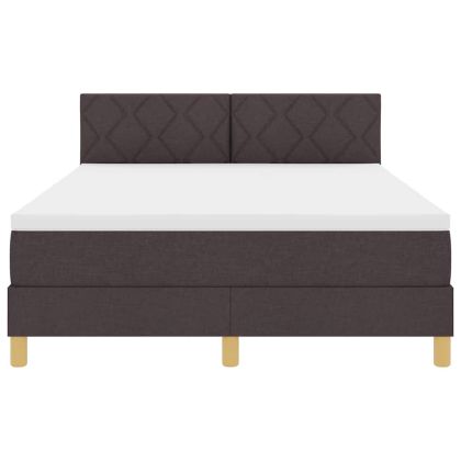 LED кутия за пружини с легло Тъмен кафяв 140 x 200 cm текстил