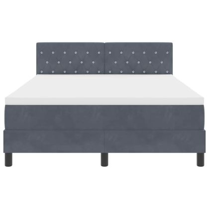 LED кутия за пружини с легло Тъмен сив 160 x 200 cm Кадифе