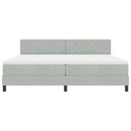 LED кутия за пружини с легло Светлосиво 200 x 200 cm Кадифе