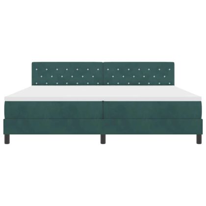 LED кутия за пружини с легло Тъмен зелен 200 x 200 cm Кадифе