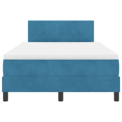 LED кутия за пружини с легло с матрак Синьо 120 x 190 cm Кадифе