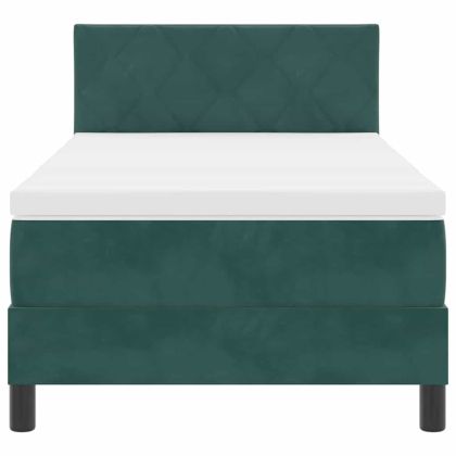 LED кутия за пружини с легло Тъмен зелен 100 x 200 cm Кадифе