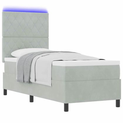 Легло с пружинирана основа Светлосиво 80 x 200 cm Кадифе