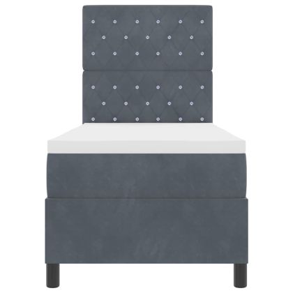 LED кутия за пружини с легло Тъмен сив 80 x 200 cm текстил