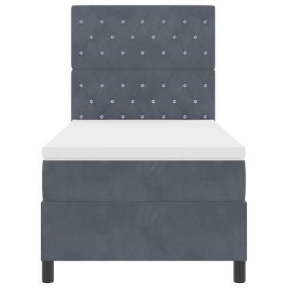 LED кутия за пружини с легло Тъмен сив 100 x 200 cm текстил