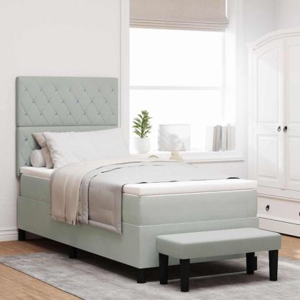 Легло с пружинирана основа Светлосиво 100 x 200 cm Кадифе