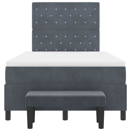 Легло с пружинирана основа Тъмен сив 120 x 200 cm Кадифе