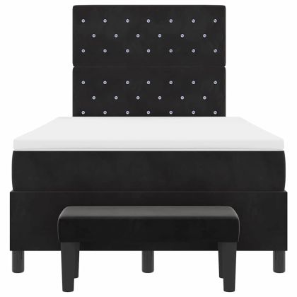 Легло с пружинирана основа с матрак Черно 120 x 200 cm Кадифе