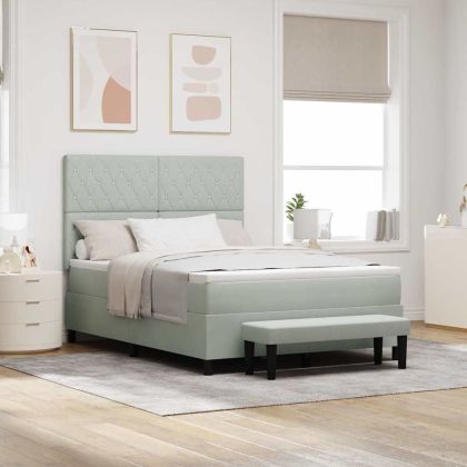 Легло с пружинирана основа Светлосиво 140 x 200 cm Кадифе