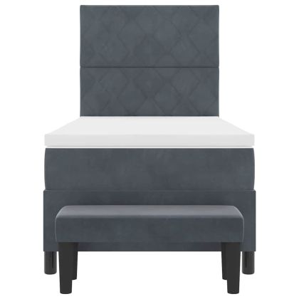 Легло с пружинирана основа Тъмносив 100 x 200 cm Кадифе