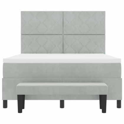 Легло с пружинирана основа Светлосиво 140 x 200 cm Кадифе