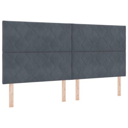 Легло с пружинирана основа Тъмен сив 200 x 200 cm Кадифе