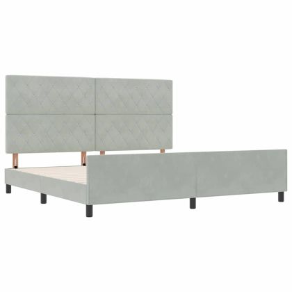 Легло с пружинирана основа Светлосиво 200 x 200 cm Кадифе