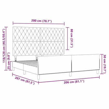 Легло с пружинирана основа Тъмен син 200 x 200 cm Кадифе