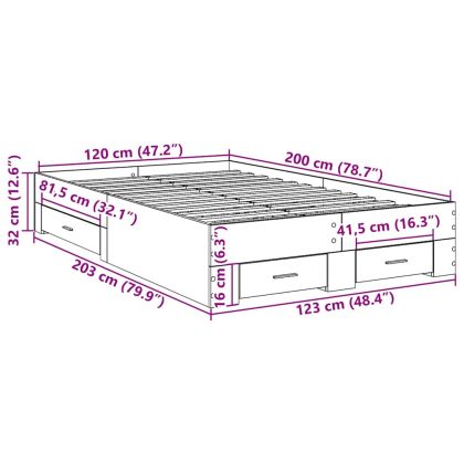 Рамка за легло с чекмедже Кафяво 120 x 200 cm Инженерно дърво