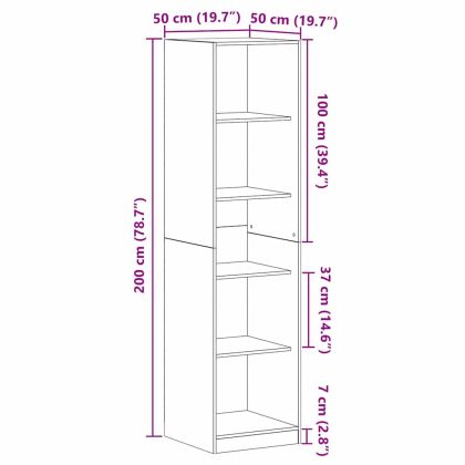 Гардероб Черен дъб 50 x 50 x 200 cm Инженерно дърво