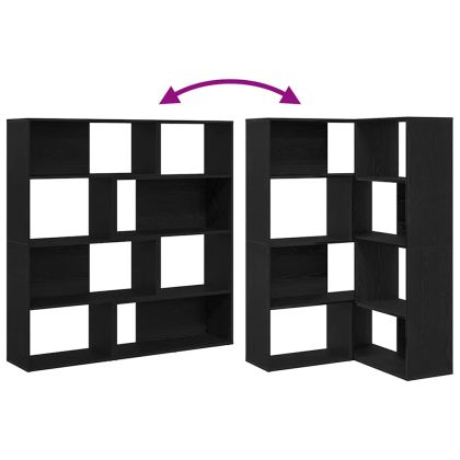 Шкаф за книги Черен дъб 140 x 30 x 140 см Инженерно дърво