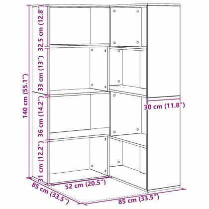 Шкаф за книги Черен дъб 140 x 30 x 140 см Инженерно дърво