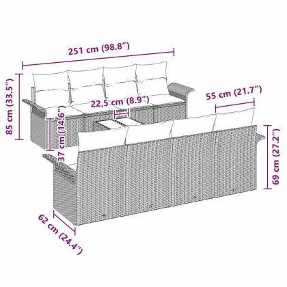 Градински Софа Комплект 9 pcs Черно Полиратан