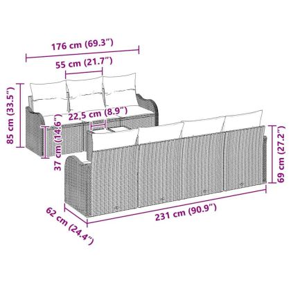Градински Софа Комплект Светлосиво 55 x 55 x 37 см полиратан