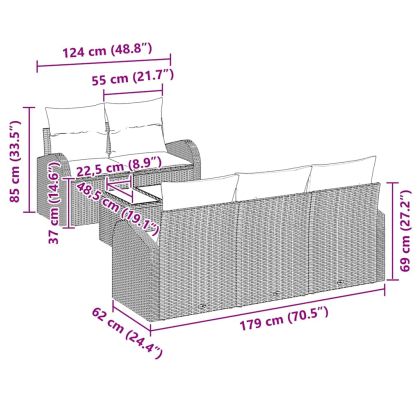 Градински Софа Комплект Светлосиво 55 x 55 x 37 см полиратан