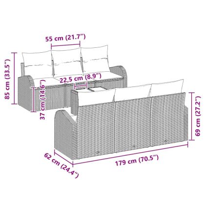 Градински Софа Комплект Сив 55 x 55 x 37 см полиратан
