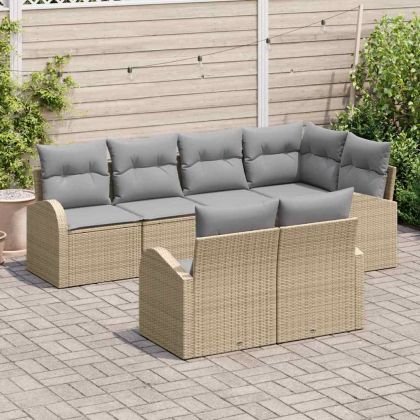 Градински Софа Комплект Бежово полиратан