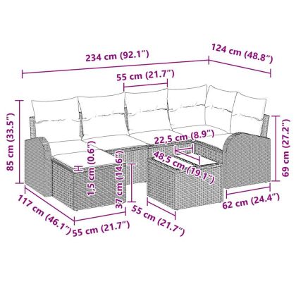 Градински Софа Комплект 7 pcs Кафяво полиратан