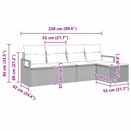 Комплект дивани 5 pcs Черно полиратан