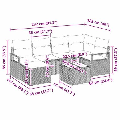 Комплект дивани 7 pcs Черно полиратан