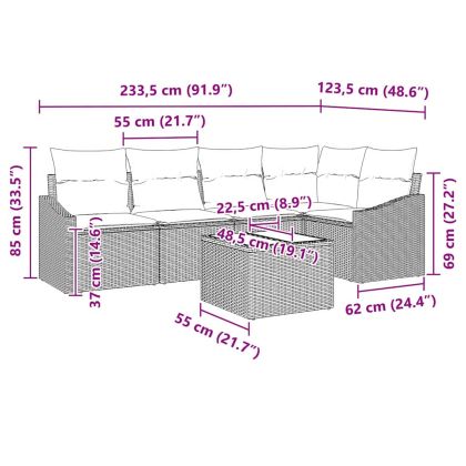 Комплект дивани с възглавница 6 pcs Бежово полиратан