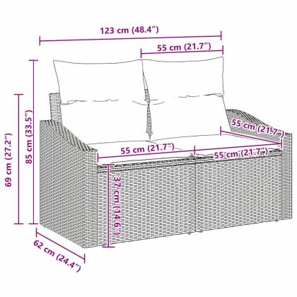 Комплект дивани с възглавница 7 pcs Бежово полиратан