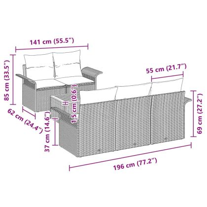 Градински Софа Комплект 6 pcs Черно Полиратан