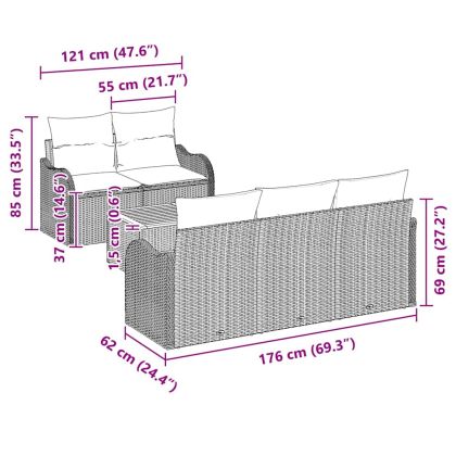 Градински Софа Комплект 6 pcs Бежово Полиратан