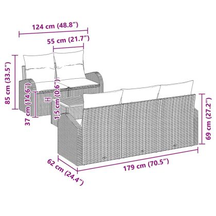 Градински Софа Комплект 6 pcs Черно Полиратан