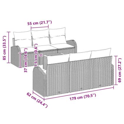 Градински Софа Комплект 7 pcs Черно Полиратан