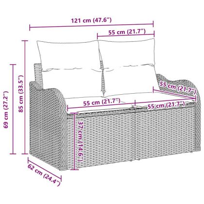 Градински Софа Комплект 8 pcs Светлосиво Полиратан