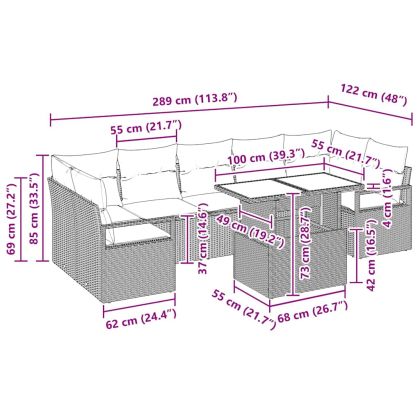 Градински Софа Комплект 8 pcs Кафяво и кремаво полиратан