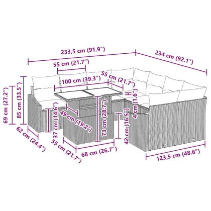 Градински Софа Комплект 9 pcs Бежов и Светло Сив полиратан