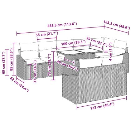 Градински Софа Комплект с възглавница 9 pcs бежово и светлосиво