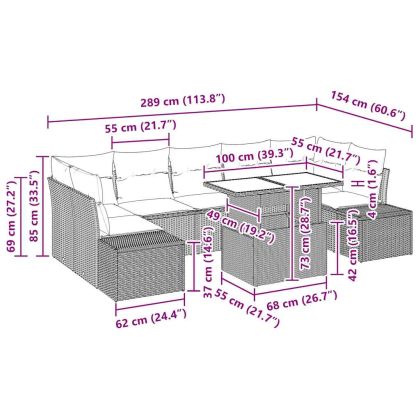 Комплект дивани 8 pcs Бежов и Светло Сив полиратан